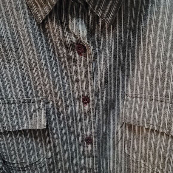 Liz & Me Womens Button Up Multi-Color Size 26/28 100% Cotton Striped Long Sleeve - Picture 9 of 12